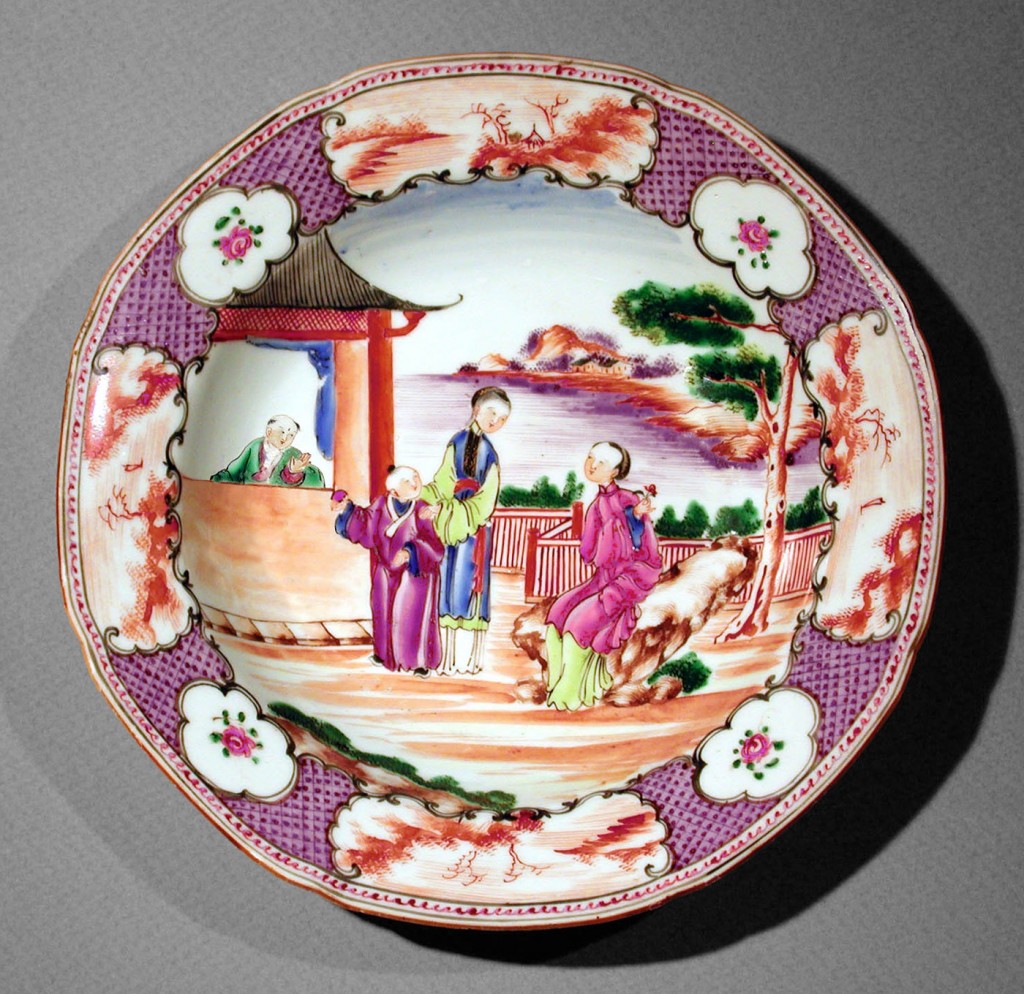 Mandarin pattern soup plate, Chinese export porcelain