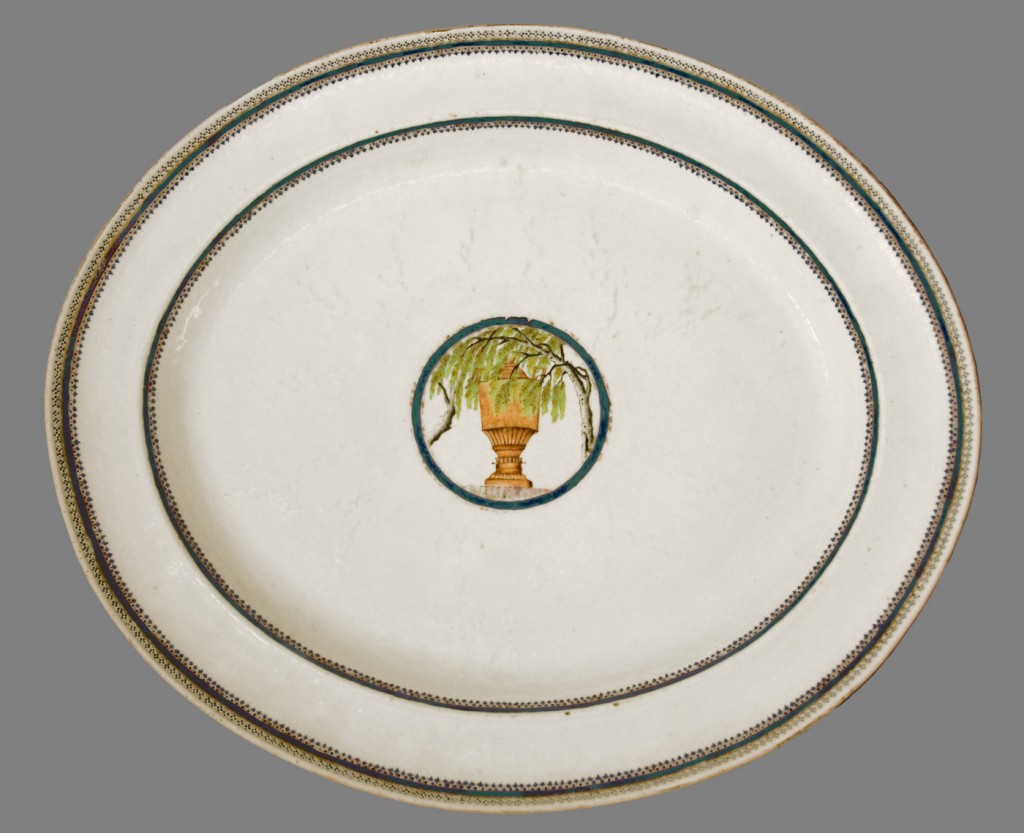 L'Urne Mysterieuse dish, Chinese export porcelain
