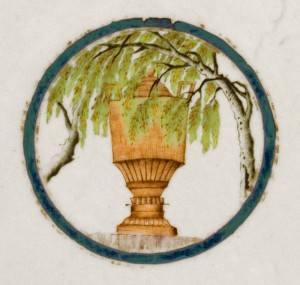 L'Urne Mysterieuse dish detail, Chinese export porcelain