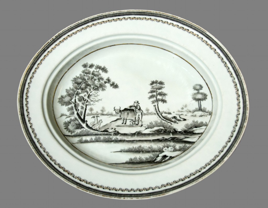 Quaker Cow pattern dish, Chinese export porcelain