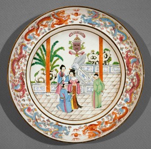 Soup plate bearing arms of Grant of that Ilk, Chinese export porcelain